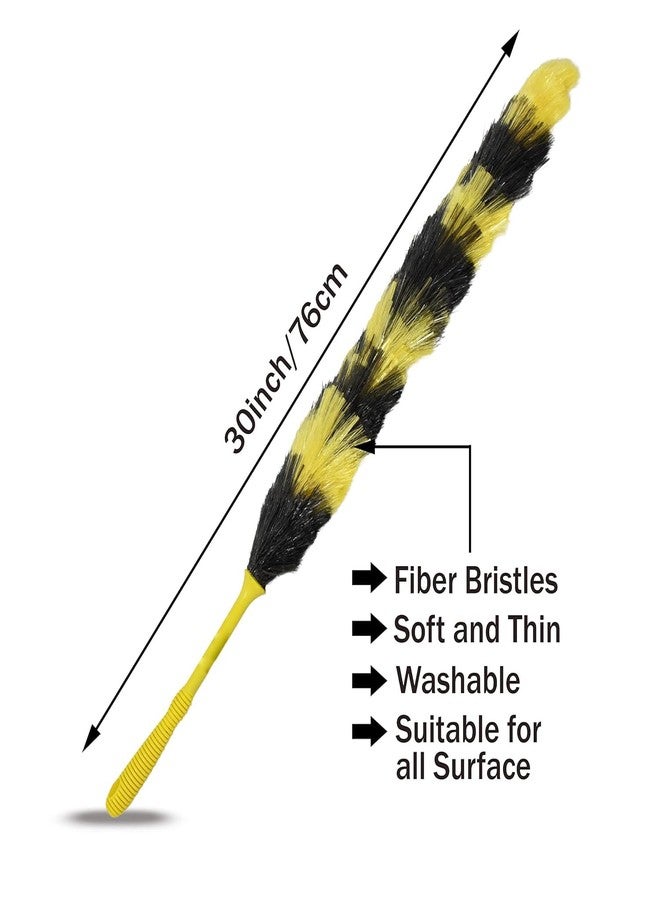 Voir Magic Fiber Static Feather Duster for Dusting, Home Cleaning, Ceiling Fans, High Surfaces, Car Dashboard Cleaner and Multipurpose Use Billy Duster Black and Orange (Yellow with Black, 2, Pack) - Image 4